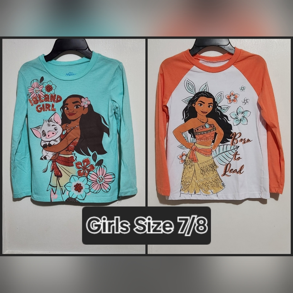 Disney's Moana Girls Size 7/8 Long Sleeve Shirts